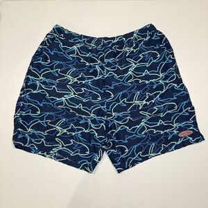 Vineyard Vines Blue Shark Print Beach Swim Trunks Men’s Size Large